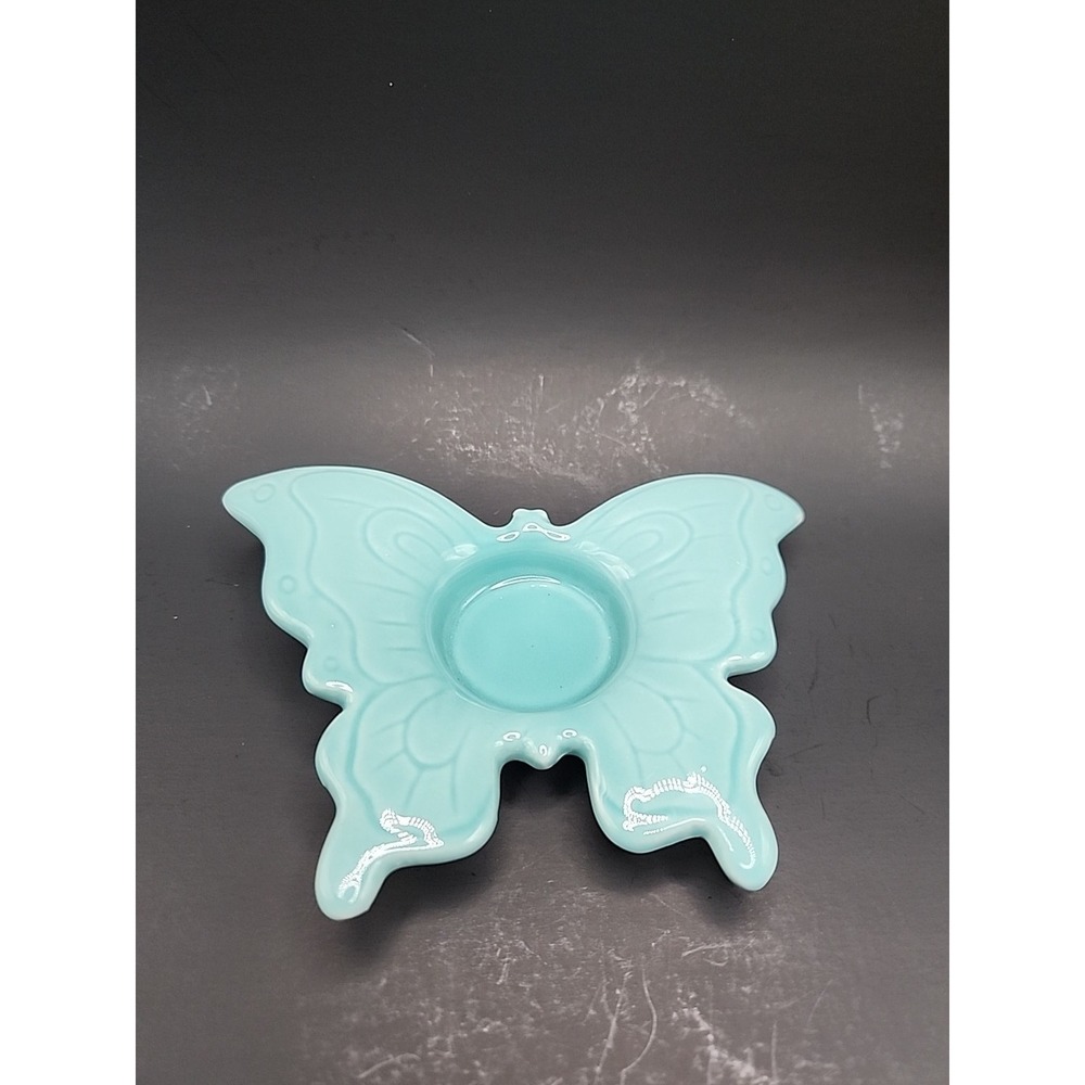 Butterfly Shaped Tealight Candle Holder Light Blue 4"‎ X 5.75"